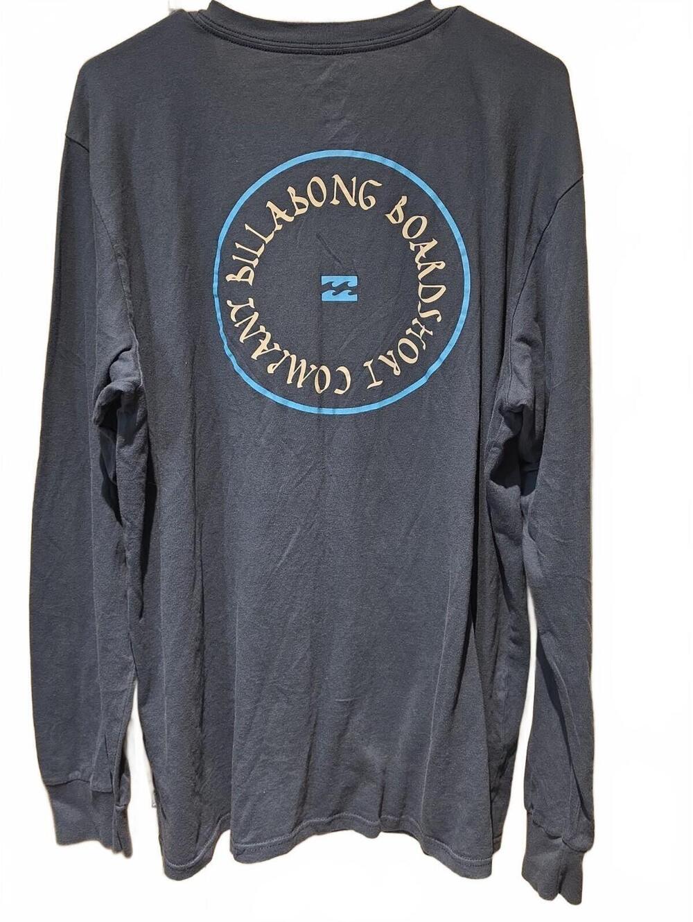 Billabong Premium Cotton Navy Long Sleeve XXL Surf Skate Streetwear Logo Tee - Picture 4 of 5